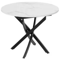 Кухонный стол Трия Дуглас тип 1 (черный муар/стекло матовое белый мрамор)