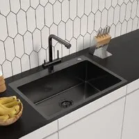 Кухонная мойка ARFEKA ECO AR 700500 BLACK PVD NANO DECOR VOLCANIC ROCK