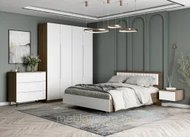 Спальня Роза (Тренто) - Комплект 6 - Орех Франклин/Белый Софт