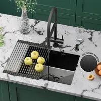 Кухонная мойка Roxen Uno 560210-54B-GR графит/текстурная PVD покрытие (с ролл-матом и дозатором)