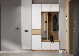 Прихожая Бостон Лайт (Комплект 1) Дуб Крафт золотой/Белый гладкий (1,2м.)