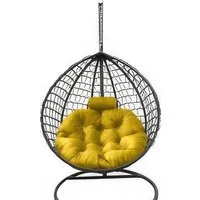 Подвесное кресло Craftmebel Кокон Капля Премиум (желтый/графит)