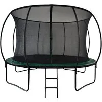 Батут GoUP Luxury 12FT (с сеткой и лестницей, темно-зеленый)