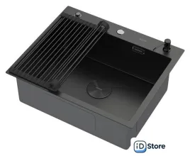 Кухонная мойка ARFEKA ECO AR мойка 600500 POP-UP, роллер-мат, дозатор BLACK
