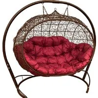 Подвесной диван M-Group Улей 11210202 (коричневый ротанг/бордовая подушка)