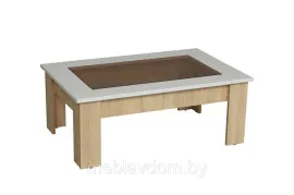 Журнальный столик Маджеста 8 (дуб сонома/ПВХ белый глянец снег)