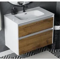 Мебель для ванных комнат Vela Тумба под умывальник Vela 80П дуб шерман коньяк коричневый TU27151