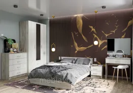 Спальня Гармония - Комплект 1 - Дуб Крафт белый/Дуб Крафт серый