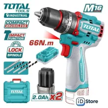 Ударная дрель-шуруповерт Total TIDLI166062 (с 2-мя АКБ, кейс)