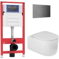 Унитаз подвесной Oliveeka OL-MQ-003 OL-G27 OL-E12-BGM (матовый оружейный металл)