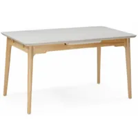 Обеденный стол Woodville Halmar 140-180x80 (белый спеченный камень/светлое дерево)