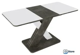 Кухонный стол Трия Люксембург тип 1 (ателье темный/белый/стекло белое матовое)