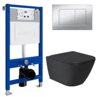 Унитаз подвесной с инсталляцией Lauter Nuremberg 21811B 21901002 (черный, с кнопкой 219703J сатин)