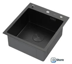 Кухонная мойка ARFEKA ECO AR 450500 POP-UP BLACK PVD NANO DECOR