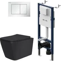 Унитаз подвесной Lauter Magdeburg 21103EC I012709 PrimeFit S I090201 (черный матовый с кнопкой смыва белый глянцевый)