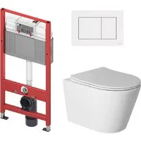 Унитаз подвесной Saniteco Torando T-201W TECE Kit 9400413 (с кнопкой белый)