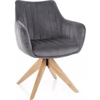 Стул с подлокотниками Signal Azalia D Velvet Bluvel 14 (серый/дуб)