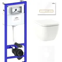 Унитаз подвесной Lavinia Boho Relfix One Compacto 6 в 1 75110079 (белый/золотистый пластик)