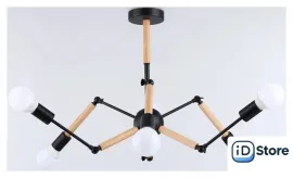 Подвесная люстра Ambrella light Traditional TR80488/6 BK/LW (черный/светлое дерево)