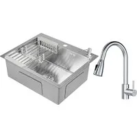 Кухонная мойка Saniteco 6050 X-Joy S F85B07500 (с сифоном, дозатором и коландером)
