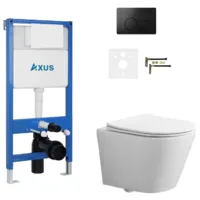 Унитаз подвесной с инсталляцией Axus 011D с унитазом Brillo 2380t и кнопкой 097IB