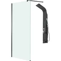Душевая стенка Saniteco Walk-In SN-W8MB110 LYPA-4 (черный/панель черная глянцевая)