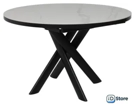 Кухонный стол Мамадома Ronaldo-120 раздвижной 120-160 (patagonoa bianco gloss premium cer/черный)