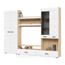 Гостиная Либерти ГС-01 - Дуб Сонома/Белый глянец 2,8м.