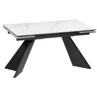 Обеденный стол Woodville Ливи 140-200х80х78 / 532400 (белый мрамор/черный)
