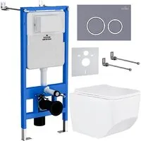 Унитаз подвесной Roxen Boro в комплекте с инсталляцией StounFix Dual Fresh 6 в 1 966110 (кнопка серый бетон)