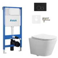 Унитаз подвесной с инсталляцией Axus 011D с унитазом Brillo 2380t и кнопкой 097EB