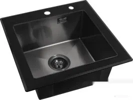 Кухонная мойка ARFEKA ECO AR 500500 GS BLACK GLASS BLACK PVD NANO