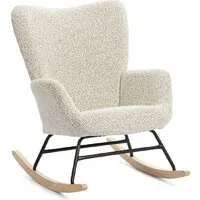 Кресло-качалка TetChair Agnet (букле/металл/бук, светло-бежевый/черный/натуральный)