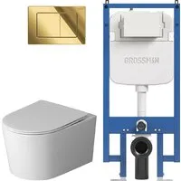Унитаз подвесной Grossman GR-4499SQ 900.K42.01.000 Classic 700.K45.04.30M.30M (золотой глянцевый)