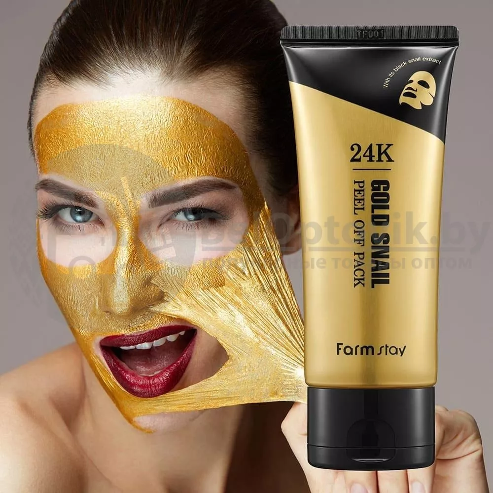 Антивозростная маска - пленка с золотом и муцином улитки FarmStay 24K Gold Snail Peel Off Pack, 100g (Original Korea) ОПТОМ