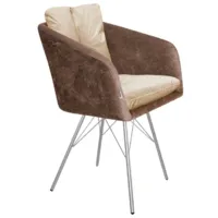 Стул с подлокотниками Sheffilton SHT-ST43-2/S37 (какао/ванильный крем/хром)