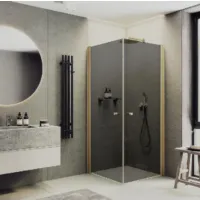 Душевой уголок MaybahGlass 90x90x198 / MGY-1300-3 (графитовое стекло/золото)