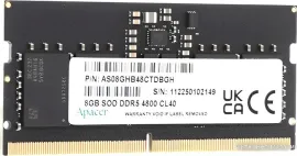 Оперативная память Apacer 8ГБ DDR5 SODIMM 4800 МГц AS08GHB48CTDBGH