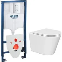 Унитаз подвесной Lauter Longer 2110822 GROHE Rapid SL 39504000 с кнопкой (овальная, хром)
