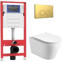 Унитаз подвесной Oliveeka OL-MQ-003 OL-6016 OL-R22-BG (матовое золото)