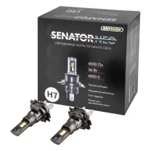 Автолампа диод H7 PX26d 12V 56W 6000Лм SKYWAY компактвентилятор SENATOR NEO 6000К Белая коробка