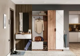 Модульная прихожая Орегон (Комплект 1) - Дуб Крафт табачный/Белый Супермат (2,4м)