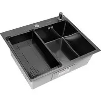 Кухонная мойка ARFEKA Eco AR мойка 600500, коландер G, дозатор Black Decor Millet