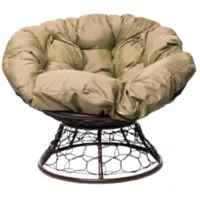 Садовое кресло M-Group Папасан / 12020212 (коричневый ротанг/лен подушка)