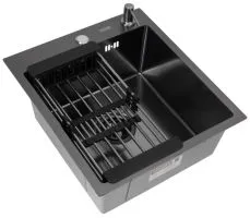 Комплект ARFEKA ECO AR мойка 450500, коландер, дозатор BLACK DECOR