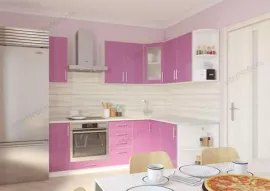 Кухня Твист-1 пластиковая угловая 2,2*1,6 метра розовая
