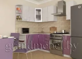 Кухня Твист-2 МДФ глянцевая угловая 2,2*1,5 метра фиолетовый металик