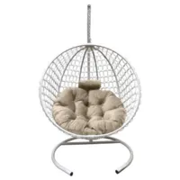 Кресло подвесное Craftmebel Кокон Круглый Премиум (белый/бежевый)