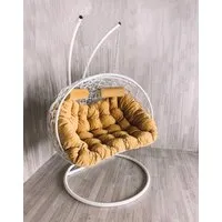 Подвесное кресло Craftmebel Кокон Дабл (белый/желтый вельвет)