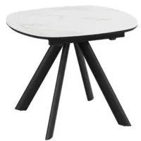 Кухонный стол Трия Найтон Тип 1 раздвижной / 285830 (черный муар/керамика матовая/белый мрамор)